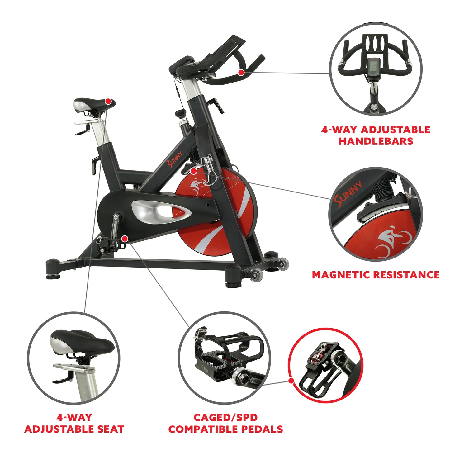 Sunny Health &#038; Fitness Evolution Pro II Magnetic Indoor Cycle Exercise Bike with Device Holder -SF-B1986