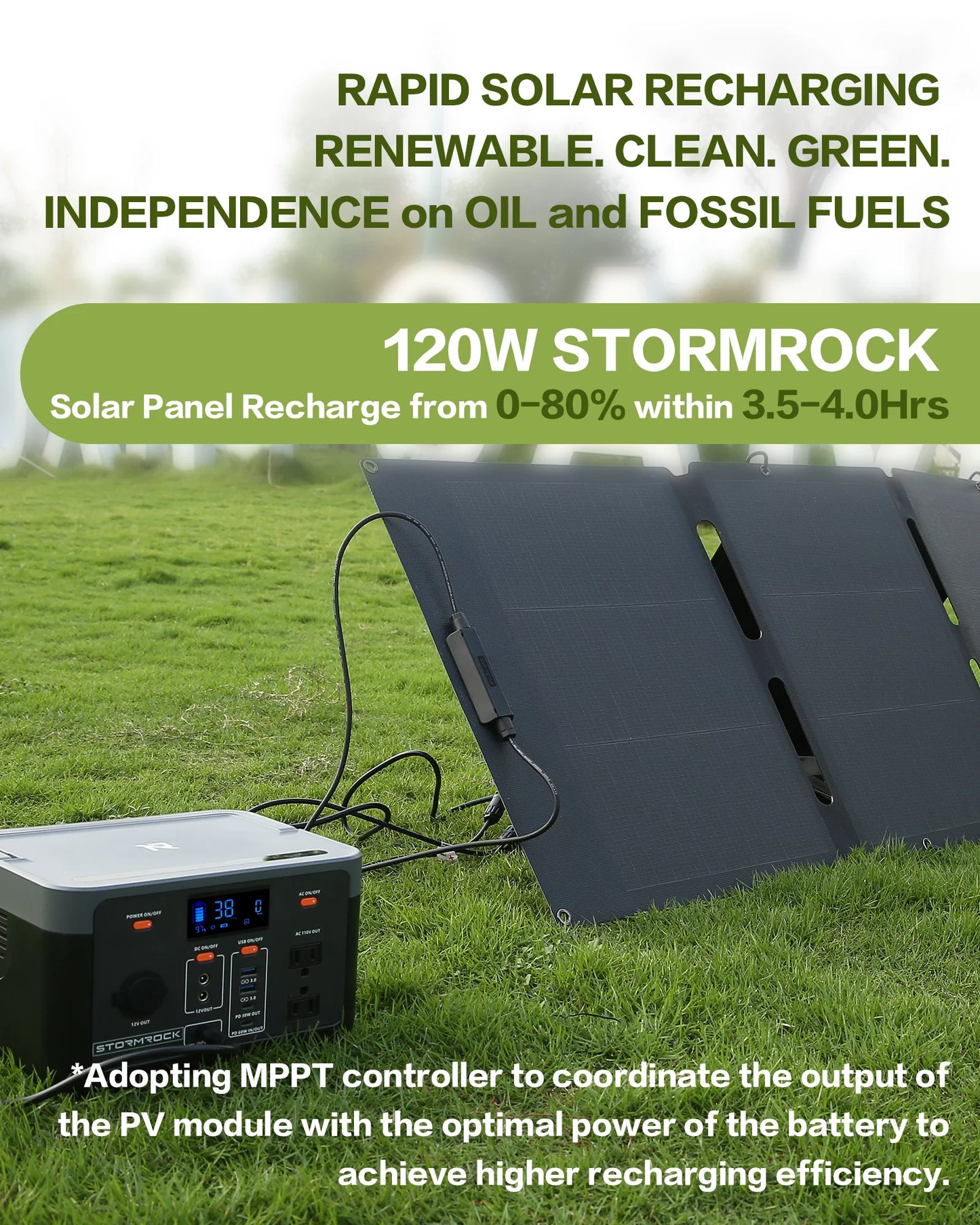 Stormrock Portable Power Station 1280Wh Lithium-Ion Battery, 110V/1500W AC Power, Solar Panel Compatible