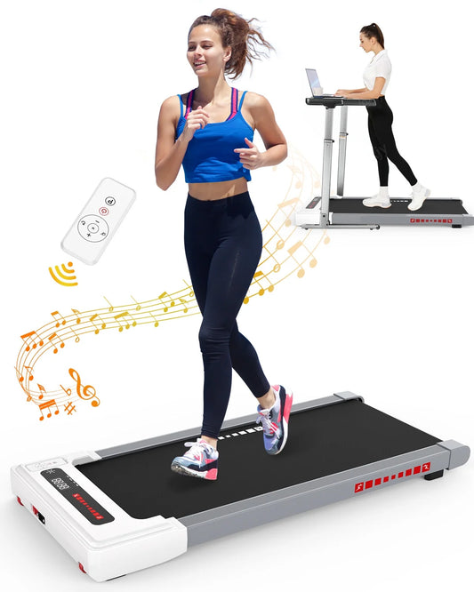 2.5HP Under Desk Electric Treadmill, MINI Waking Jogging Machine Installation-Free, Remote Control Portable Walking Machine with Bluetooth for Home, Office &#038; Gym