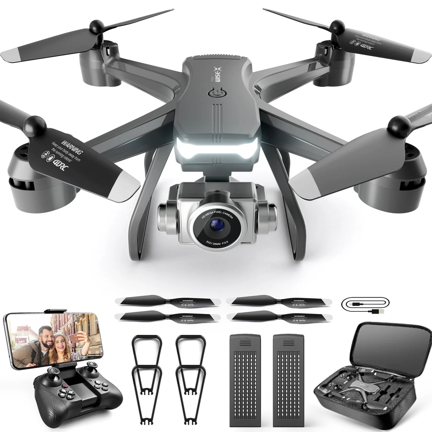 4DRC V14 Drone with 1080P HD Camera Live Video 120??Wide-Angle Wifi Altitude Hold, 3D Flip 2 Batteries Black