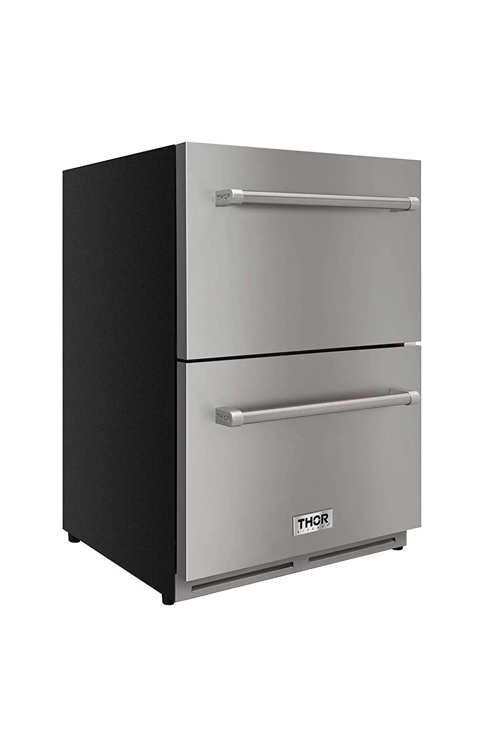 thor kitchen 24&#8243; indoor and outdoor double drawer under-counter refrigerator in stainless steel 5.3cu.ft trf2401u