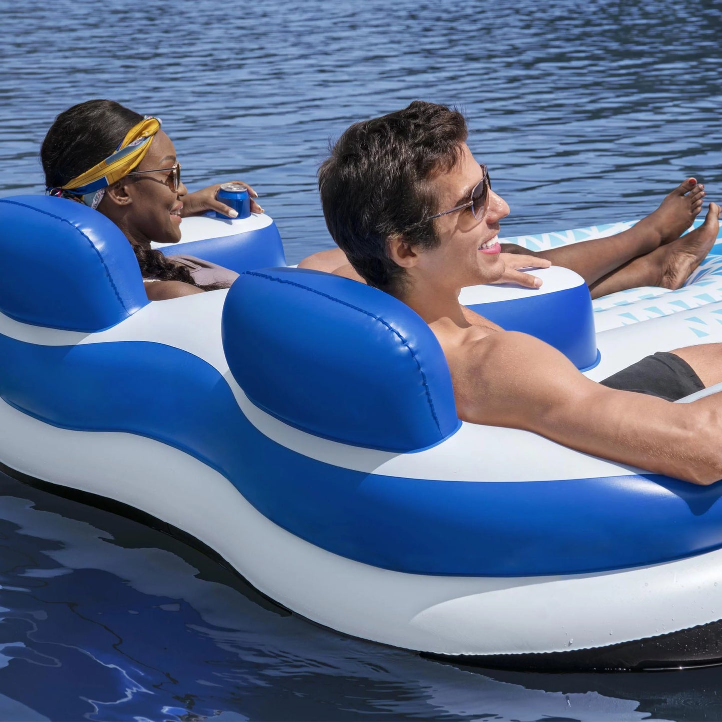 Bestway Hydro-Force Indigo Wave 72&#8243; 2 Person Inflatable Lounge Pool Float