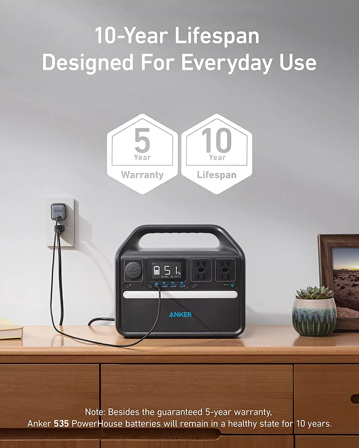 Anker 535 512Wh 160,000mAh LiFePO4 Portal Solar Generator &#8211; High-Speed Charging &#8211; 160000 mAh Capacity &#8211; Solar Power Charging &#8211; USB-C port, 2 USB port &#8211; 500W AC Outlet