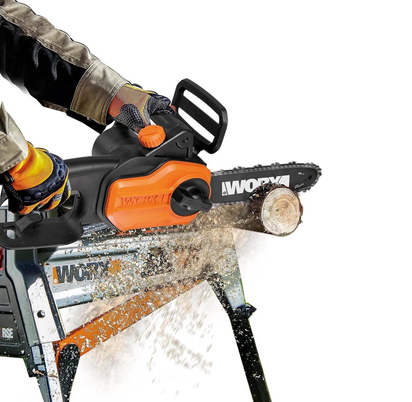 WORX WG309 8.0 Amp Electric Pole Saw, 10-Inch- Chainsaw and Pole Saw All in One