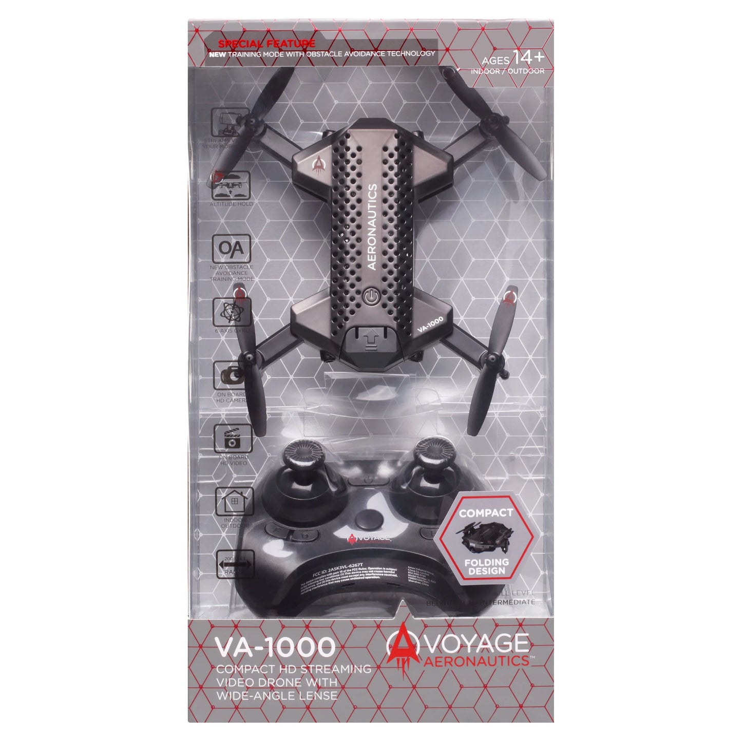 Voyage Aeronautics VA-1000 HD Streaming Drone with Wide-Angle Lens- Black Color &#8211; Size- 7 inches