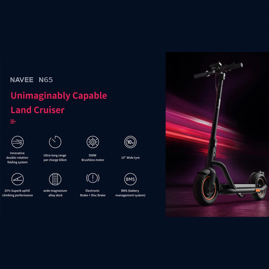 Andoer NAVEE N65 Electric Scooter for Adults/Teens 500W Motor 10&#8221; Pneumatic Tires Up to 40 Miles &#038; 15.5MPH Double Folding Kick Scooter with Dual-braking for Commute and Travel