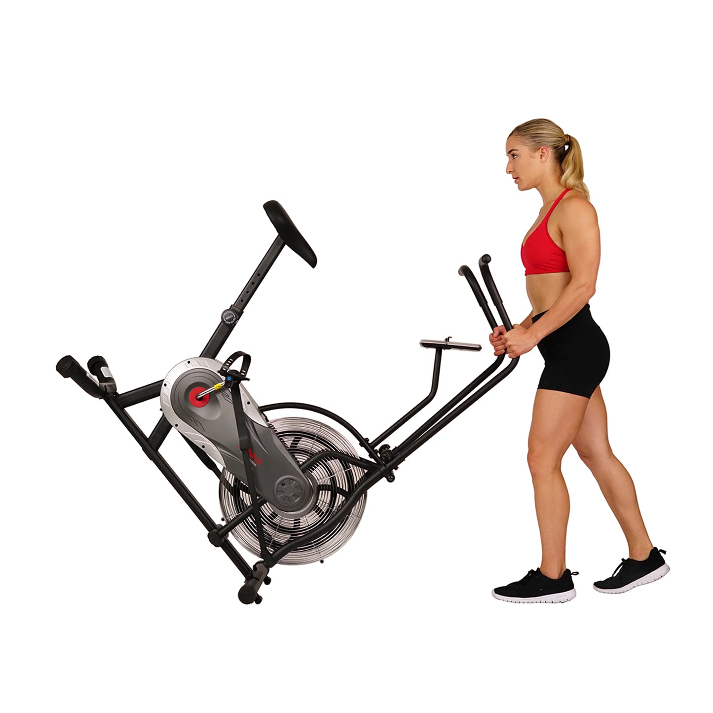 Sunny Health &#038; Fitness Zephyr Indoor Stationary Upright Air Bike w/ Row &#8211; Fan Exercise Bicycle Cardio Machine For Home, SF-B2715