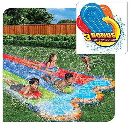 Banzai Triple Racer 16 Ft Water Slide-with 3 bodyboards included