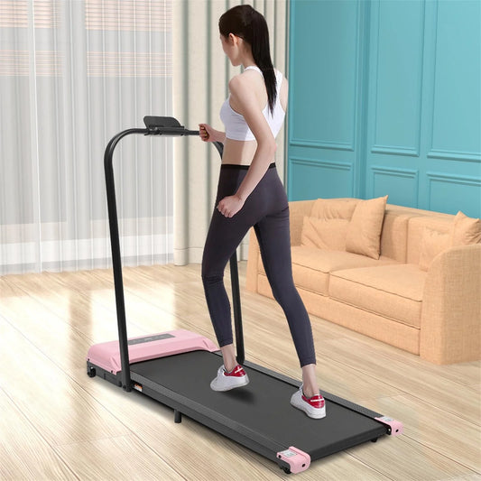 Wuzstar Folding Treadmill, 3.0HP Low Noise Electric Treadmill with LED Display Screen for Home Office Pink