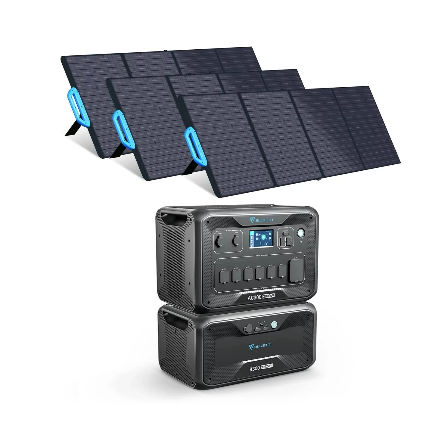 BLUETTI AC300&#038;B300 Solar Generator 3072Wh Expansion Battery Power Station with 3 PV200 200W Solar Panels Included, 6 X 3000W AC Outlets, UPS Backup Battery for Home Use, New