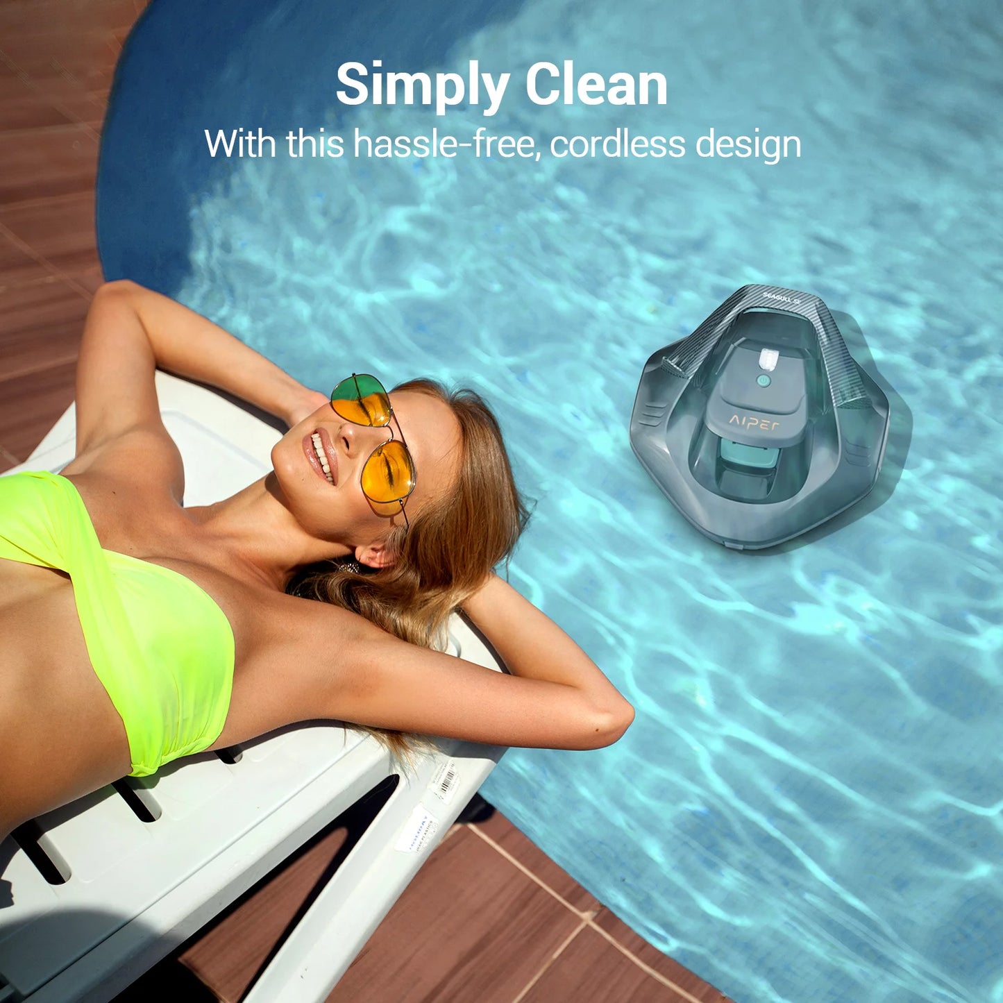 AIPER Cordless Robotic Automatic Pool Cleaner Vacuum with Chemical Dispensers for Inground &#038; Above Ground  Swimming Pools with a Flat Floor