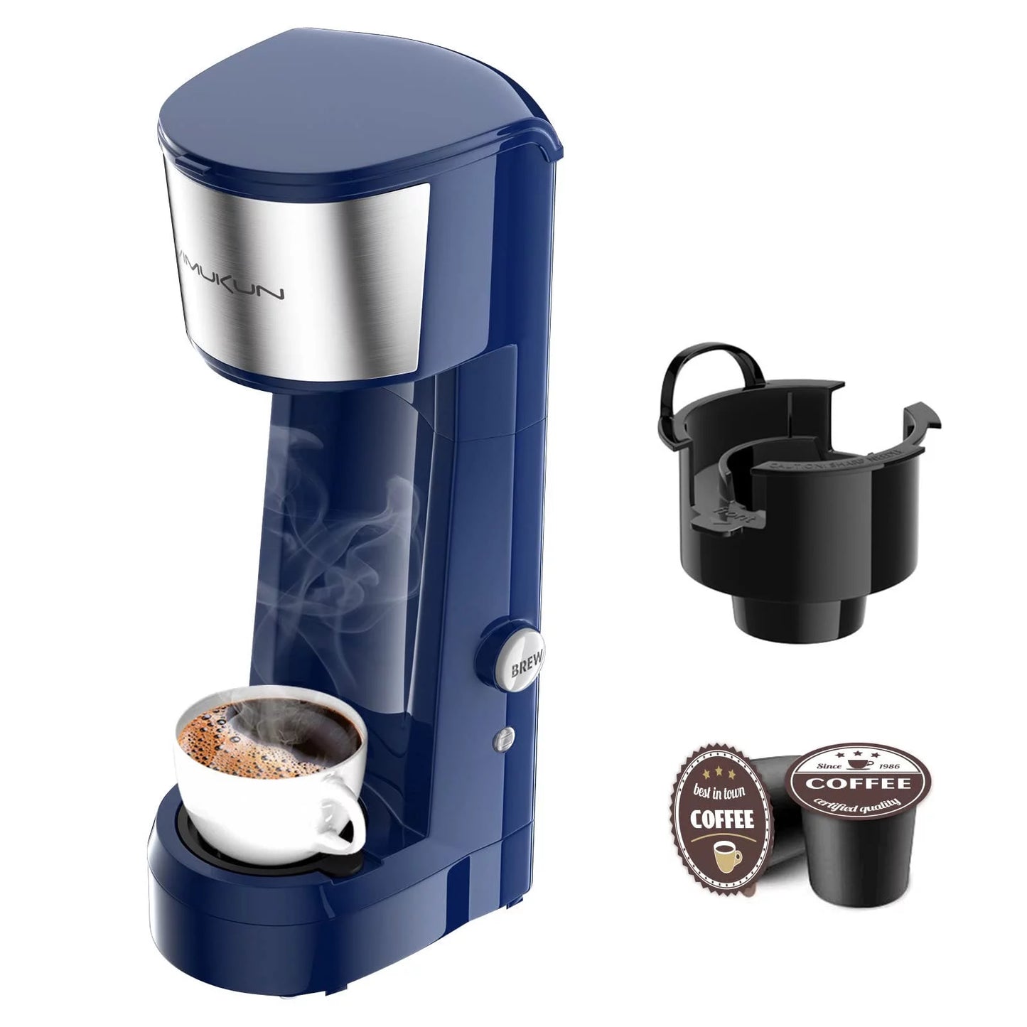 Vimukun Single Serve Coffee Maker Coffee Brewer Compatible with K-Cup Single Cup Capsule, Single Cup Coffee Makers Brewer with 6 to 14oz Reservoir, Mini Size