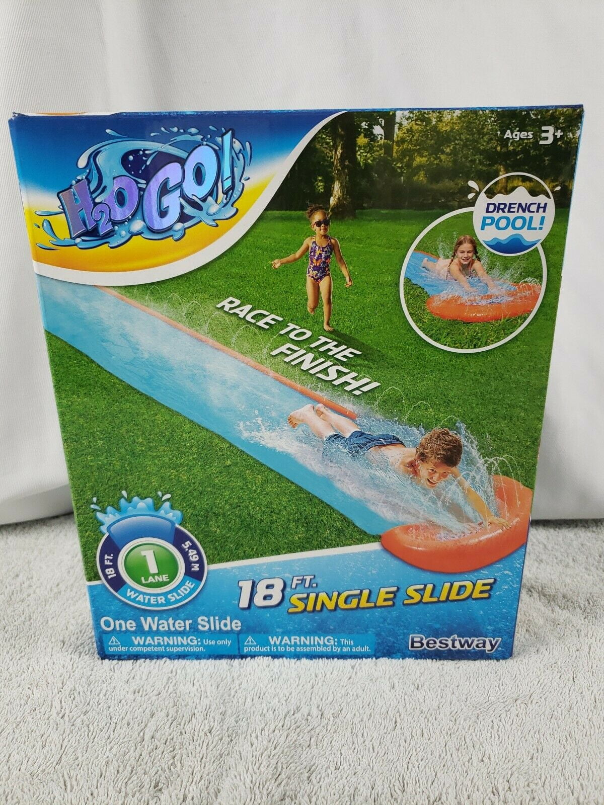 Bestway H2O Go 18ft Single Water Slide Drench Pool Brand New