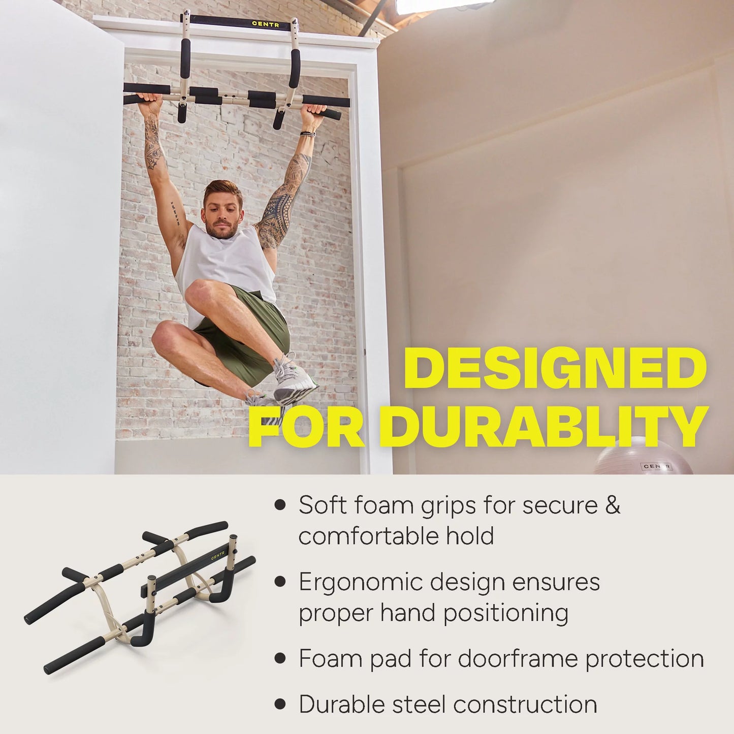 Centr By Chris Hemsworth Multi-Functional Pull up Bar for Total Body Home Workouts + 3-Month Membership