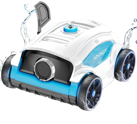 Wybot Robotic Pool Cleaner, Cordless Pool Vacuum Robot with 45W Boosted Power, 130Mins Superior Endurance for Above/Inground Pools Up to 1300 Sq.ft (Black and Blue)