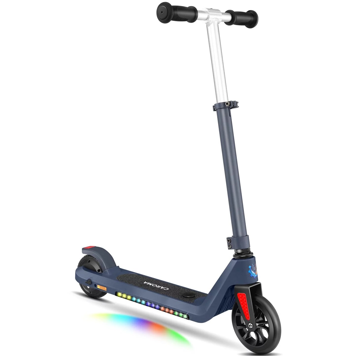 CAROMA Electric Scooter, Foldable Electric Scooter for Kids Ages 8-15, Up to 10 MPH &#038; 7 Miles, LED Display, Colorful LED Lights, Lightweight Kids Electric Scooter