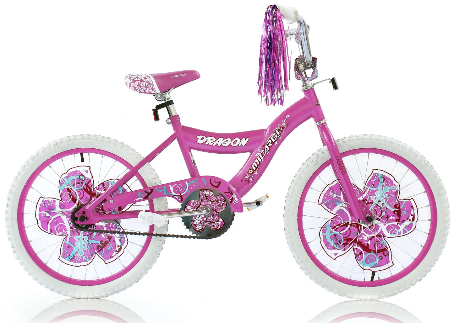 Wonder Wheels 20 In. Girl&#8217;s BMX S-Type Frame Bicycle Coaster Brake One Piece Crank Pink Rims White Tire Kid&#8217;s Bike ?C Pink