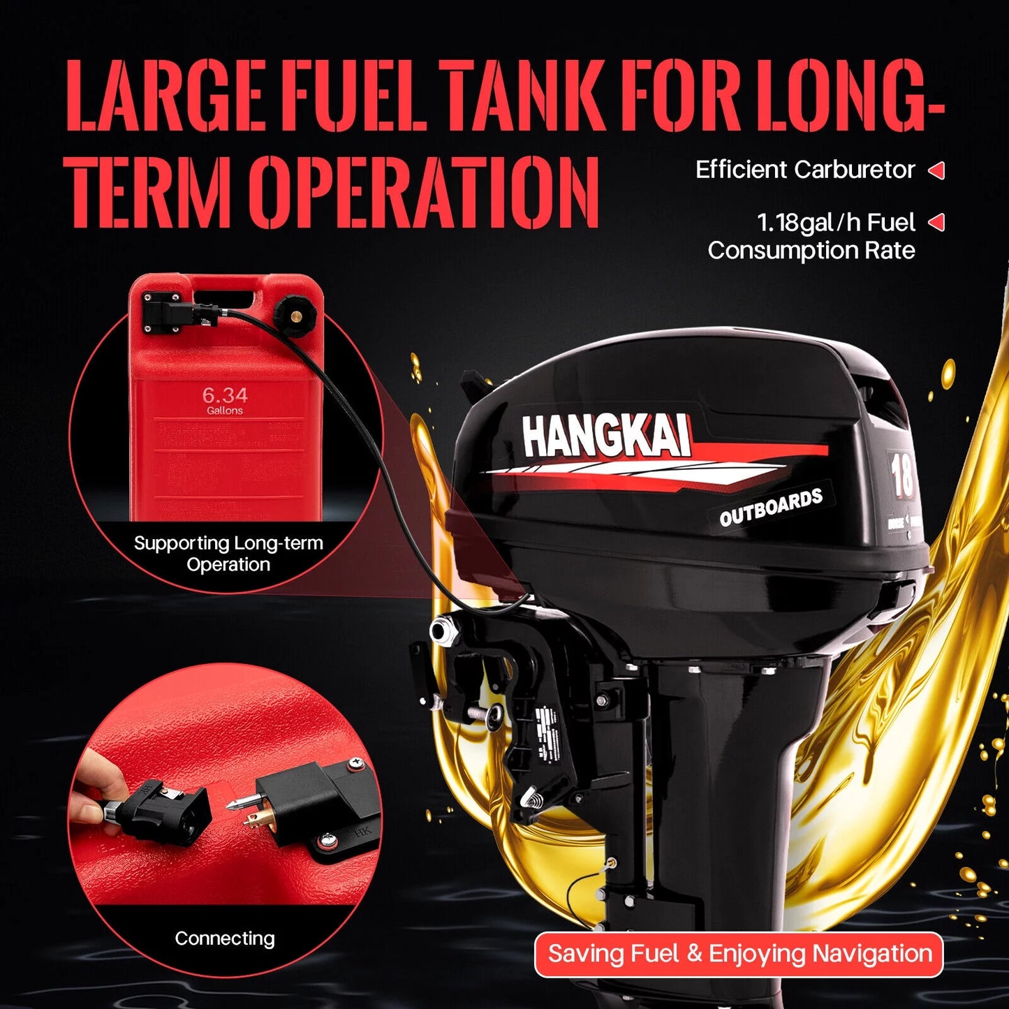 TFCFL 2-Stroke 18HP 246CC Outboard Motor Boat Engine Water Cool+CDI System Heavy Duty