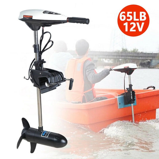 WUZSTAR 65LBS 12V Electric Trolling Outboard Motor Engine Rubber Boats Fishing Boat Engine Brush Motor, Seep control F5-R2