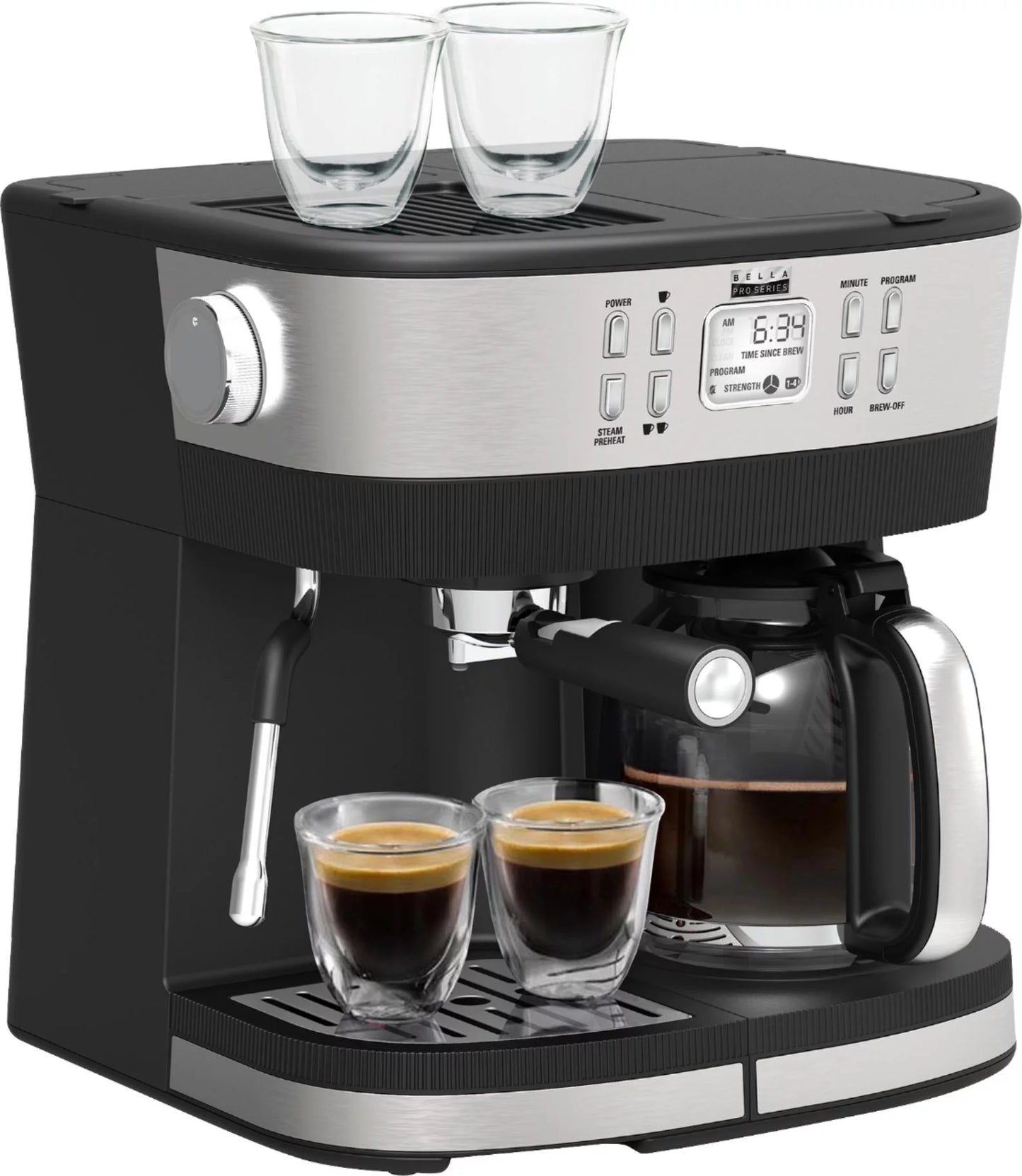 Bella Pro Series &#8211; Combo 19-Bar Espresso and 10-Cup Drip Coffee Maker &#8211; Stainless Steel