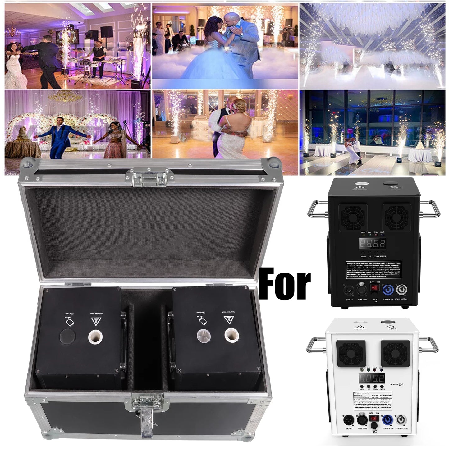 4Pack Cold Spark Machine DMX Firework Machine 3-16ft Adjustable Stage Special Effect Machine for Wedding Party DJ Disco,Black