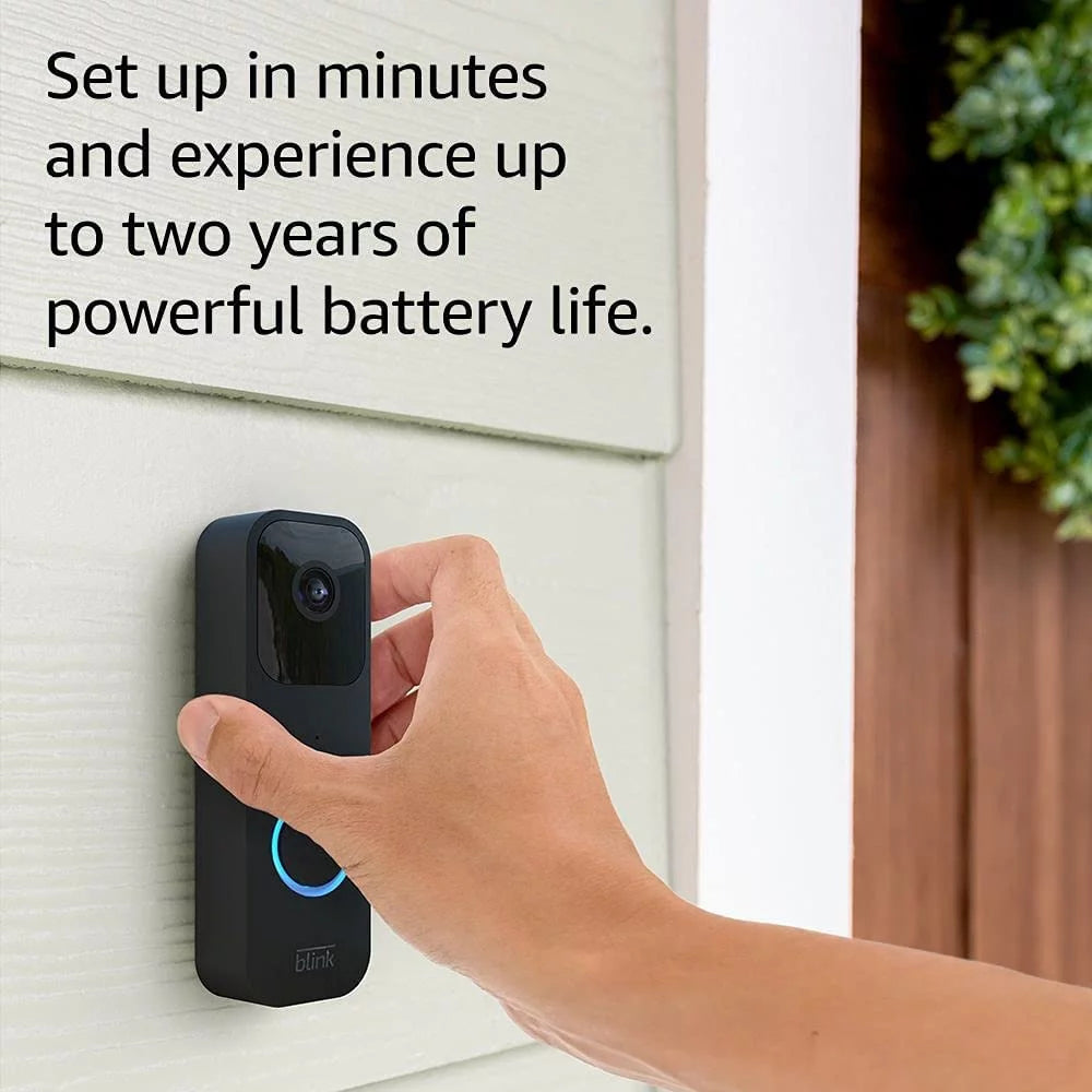 Blink Video Doorbell | Two-way audio, HD video, motion and chime app alerts and Alexa enabled wired or wire-free (Black)