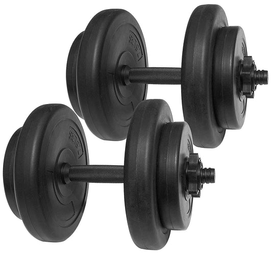 BalanceFrom Vinyl Dumbbell Set, 40 Lbs. (20 Lbs. Pair), Adjustable, Black