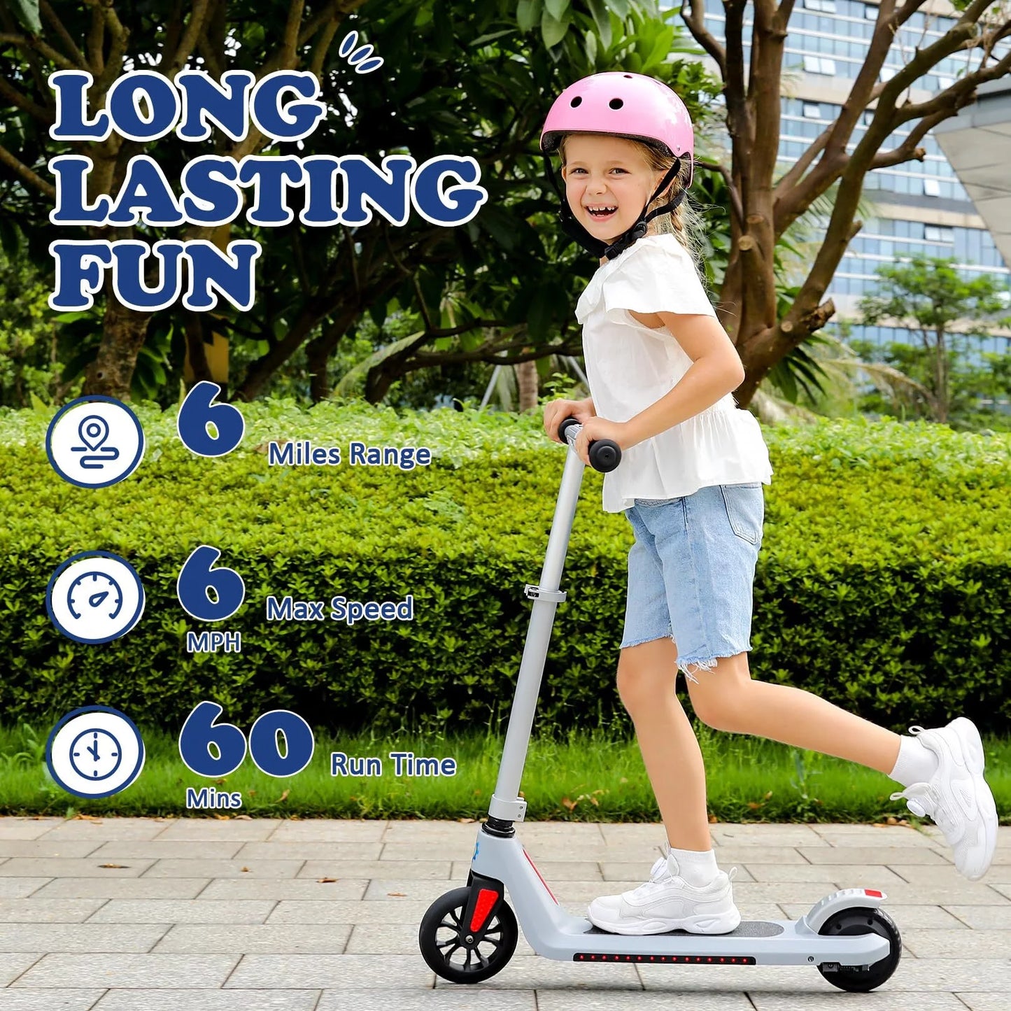 CAROMA Electric Scooter, Foldable Electric Scooter for Kids Ages 8-15, Up to 10 MPH &#038; 7 Miles, LED Display, Colorful LED Lights, Lightweight Kids Electric Scooter