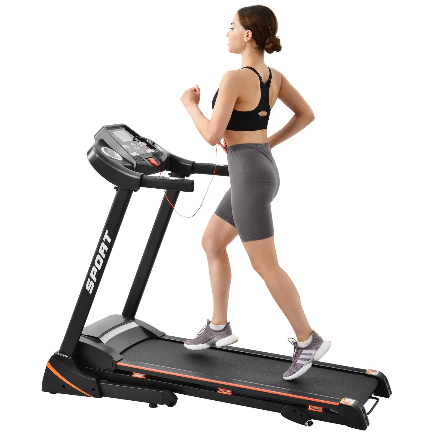 Clearance! Folding 3.5HP Treadmill With Incline Medium Running Machine Motorised LCD Gym 330lbs?? Folding Treadmill Electric Motorized Power 14.8KM/H Running Fitness Machine Gym(W54022178 Upgrade)