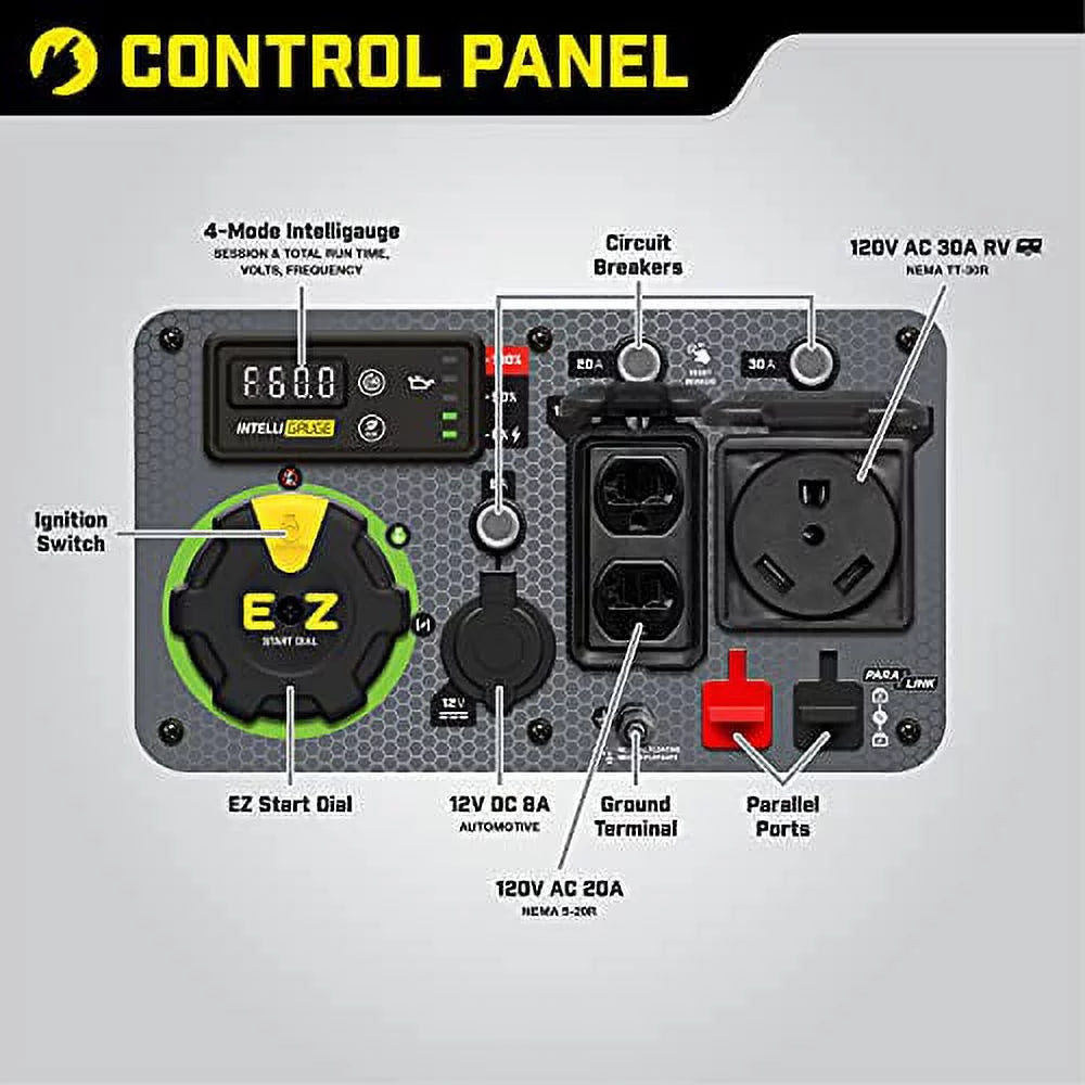 Champion Power Equipment 200988 4500-Watt Dual Fuel RV Ready Portable Inverter Generator, Electric Start