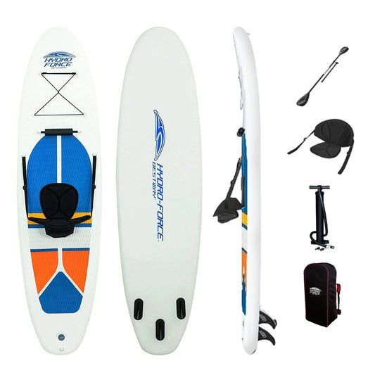 Bestway Hydro-Force White Cap 10&#8242; Inflatable Stand Up Paddle Board Kayak Set with Aluminum Oar