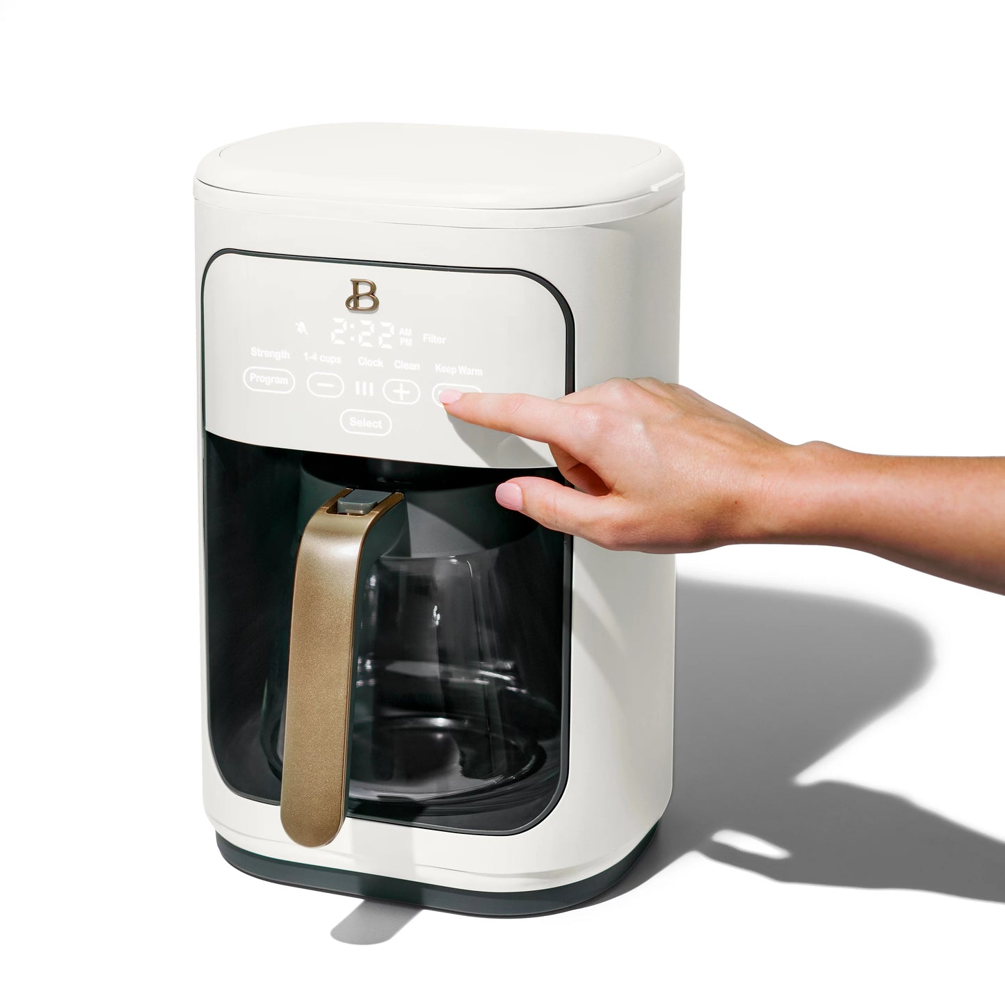 Beautiful 14-Cup Programmable Drip Coffee Maker with Touch-Activated Display, White Icing by Drew Barrymore