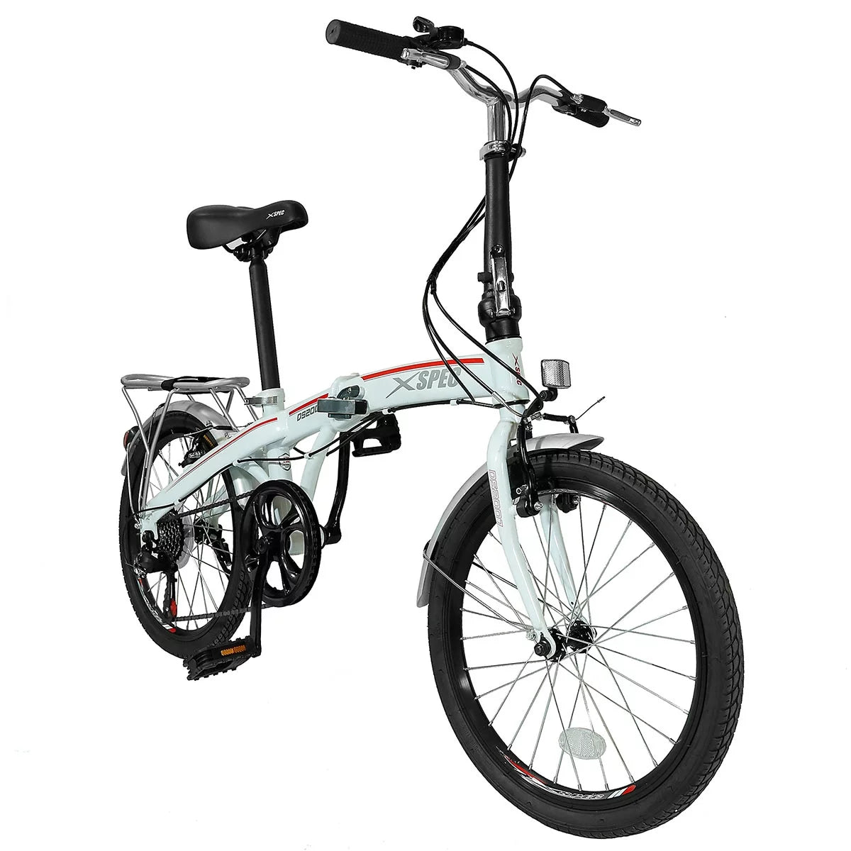 Xspec 20&#8243; 7 Speed City Folding Compact Bike Bicycle Urban Commuter Shimano, White