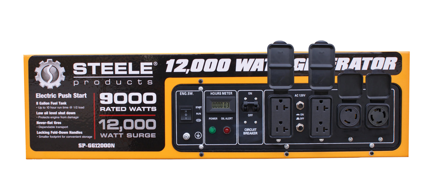 Steele Products 12,000-Watt Gasoline Powered Electric Start Portable Generator EPA Approved