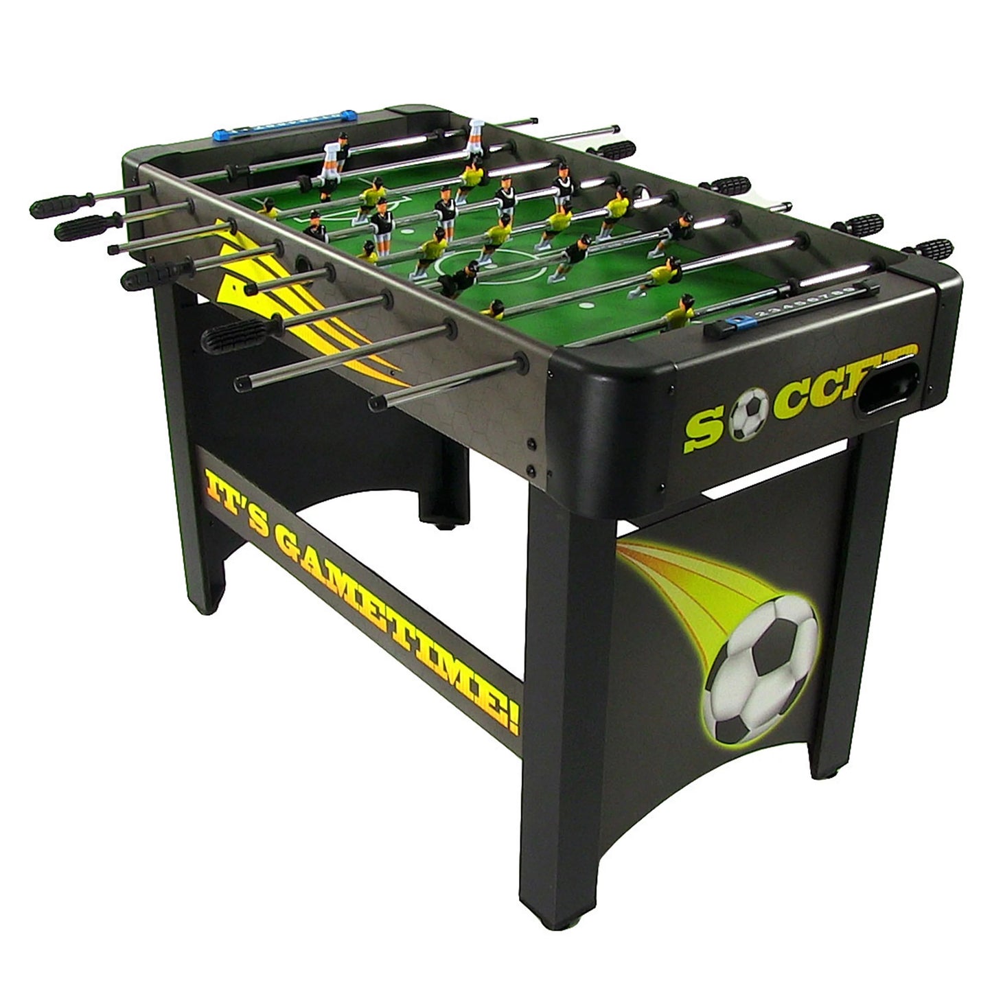 Sunnydaze Indoor Classic Style Foosball Soccer Game Table with Manual Scorers &#8211; 48&#8243; &#8211; Black and Yellow