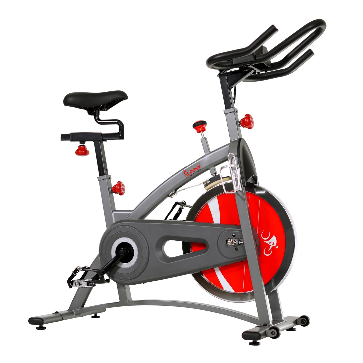 Sunny Health Fitness Stationary Belt Drive Indoor Workout Cycling Exercise Bike, Home Cardio Bicycle, SF-B1423