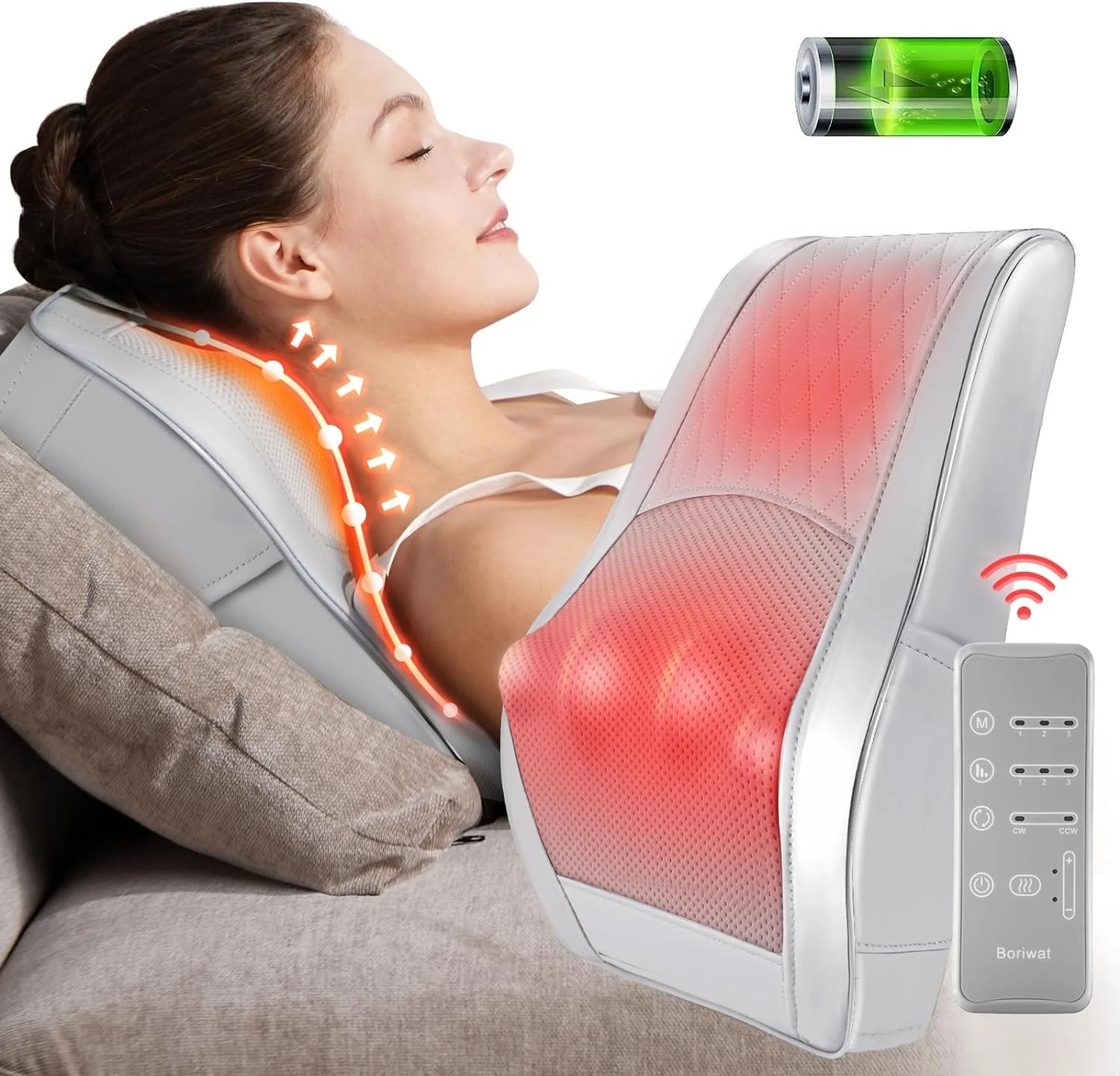 Back Massager with Heat, Rechargeable Cordless 3D Shiatsu Massager for Neck, Back, Shoulder &#038; Leg Pain Relief Deep Tissue, Gifts for Men Women