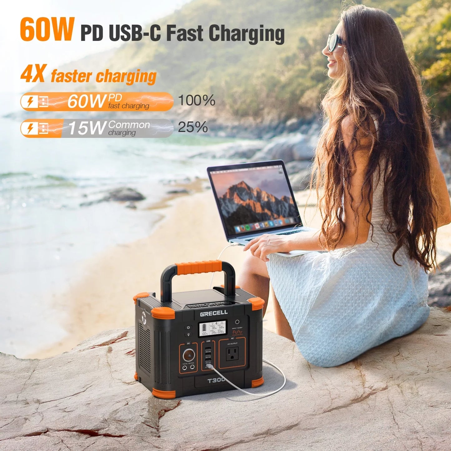 300W Portable Power Station, 288Wh Solar Generator for Outdoors Camping Travel Emergency Home Blackout