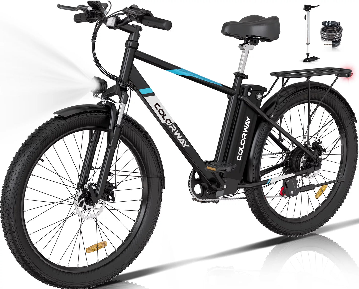 COLORWAY 500W 26&#8243;X3.0 Electric Bike for Adults, 36V/15Ah E bike, Shimano 7-Speed, Electric Cruiser Bike for Female Male