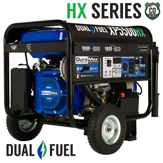 DuroMax XP5500HX 5,500 Watt Portable Dual Fuel Gas Propane CO Alert Generator