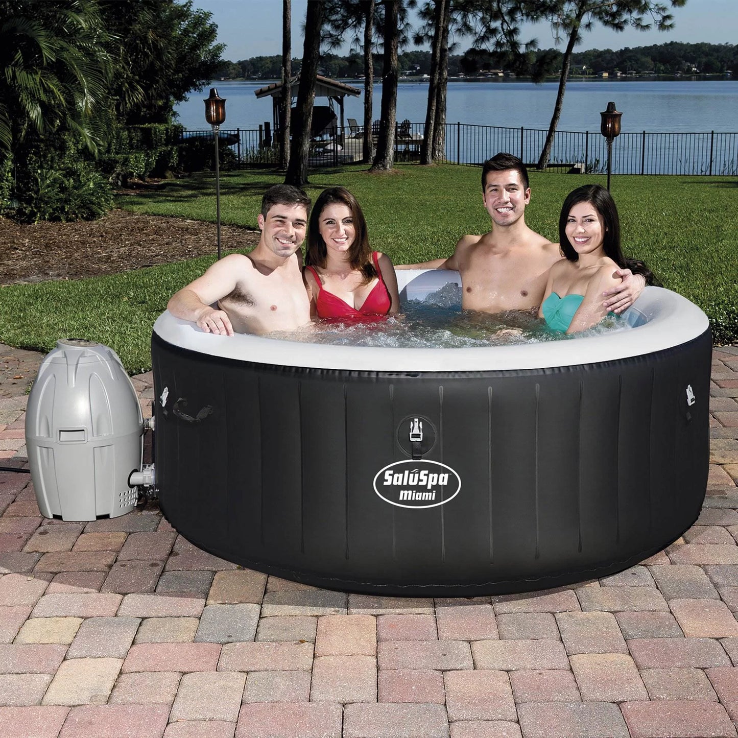 Bestway SaluSpa 71 x 26 Inch Inflatable Portable 4-Person Spa Hot Tub (2 Pack)