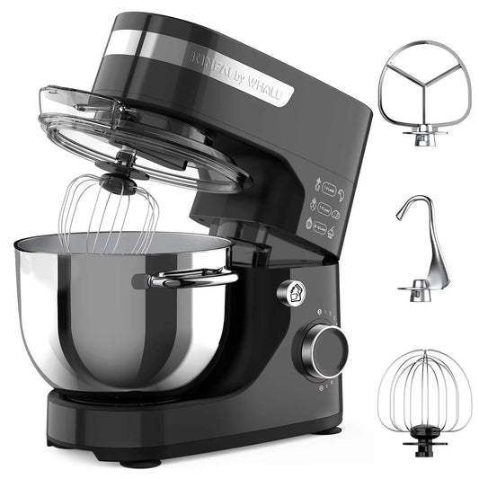 WHALL Stand Mixer &#8211; 5.5Qt 12-Speed Tilt-Head Electric Kitchen Mixer with Dough Hook/Wire Whip/Beater, Stainless Steel Bowl (Black)