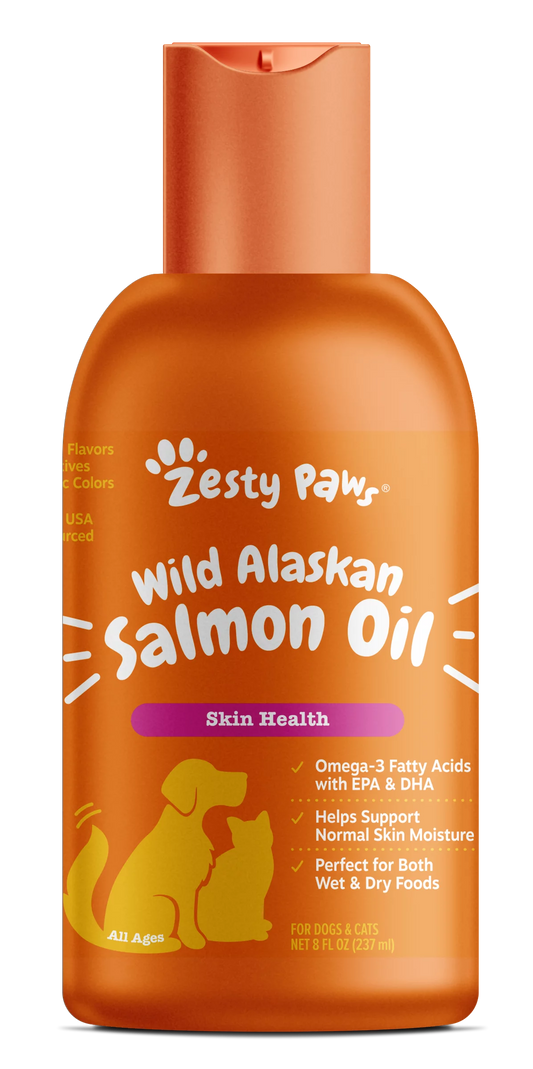 Zesty Paws Pure Wild Alaskan Salmon Oil Liquid Food Supplement for Dogs or Cats, 8 fl oz, Skin Care