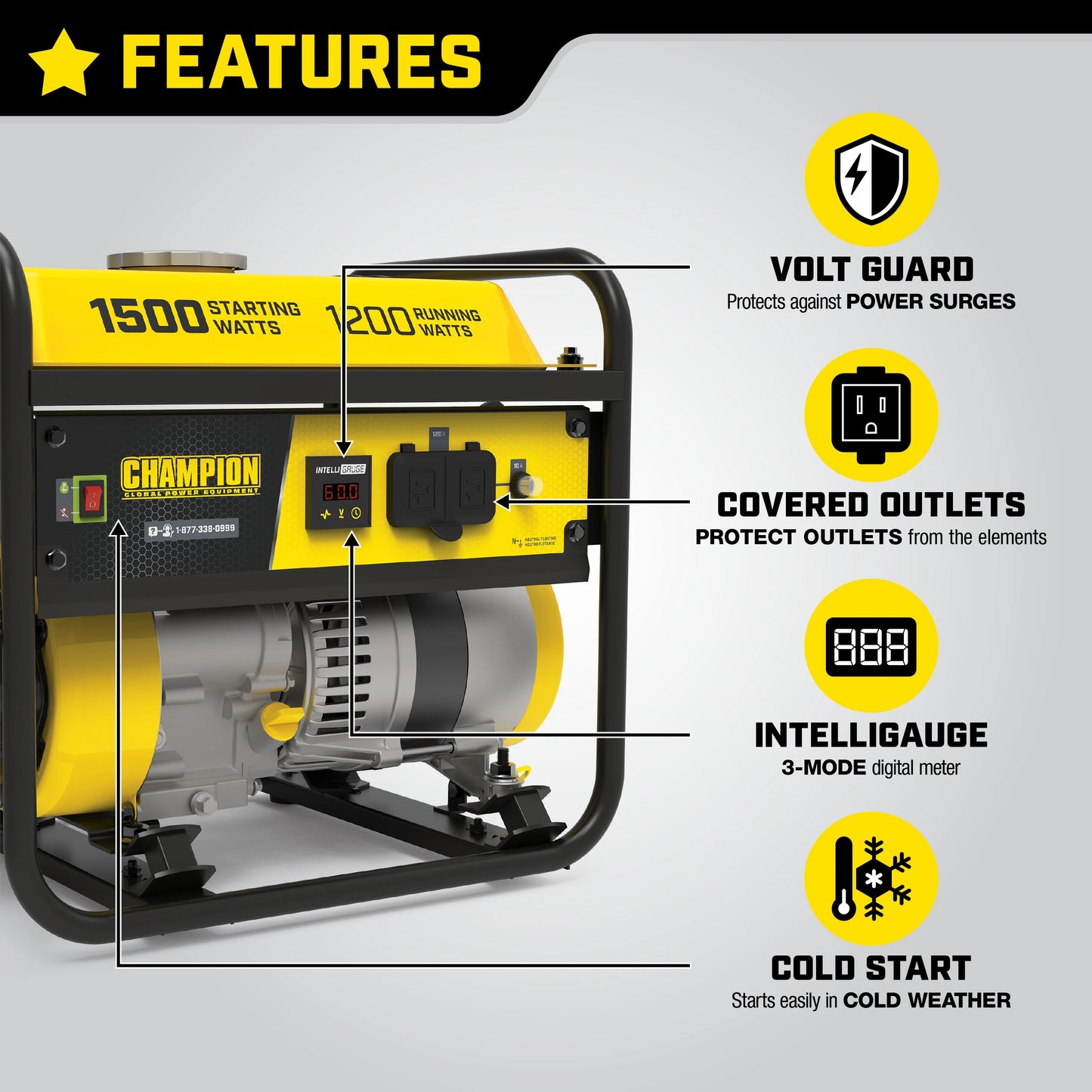 Champion Power Equipment 1500/1200 Watt Portable Generator