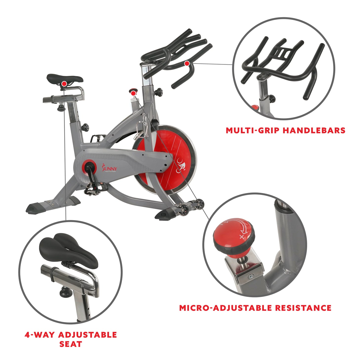 Sunny Health &#038; Fitness AeroPro Stationary Indoor Cycling Exercise Bike with 44 lb Flywheel, Clipped Pedals, Home Cardio, SF-B1711