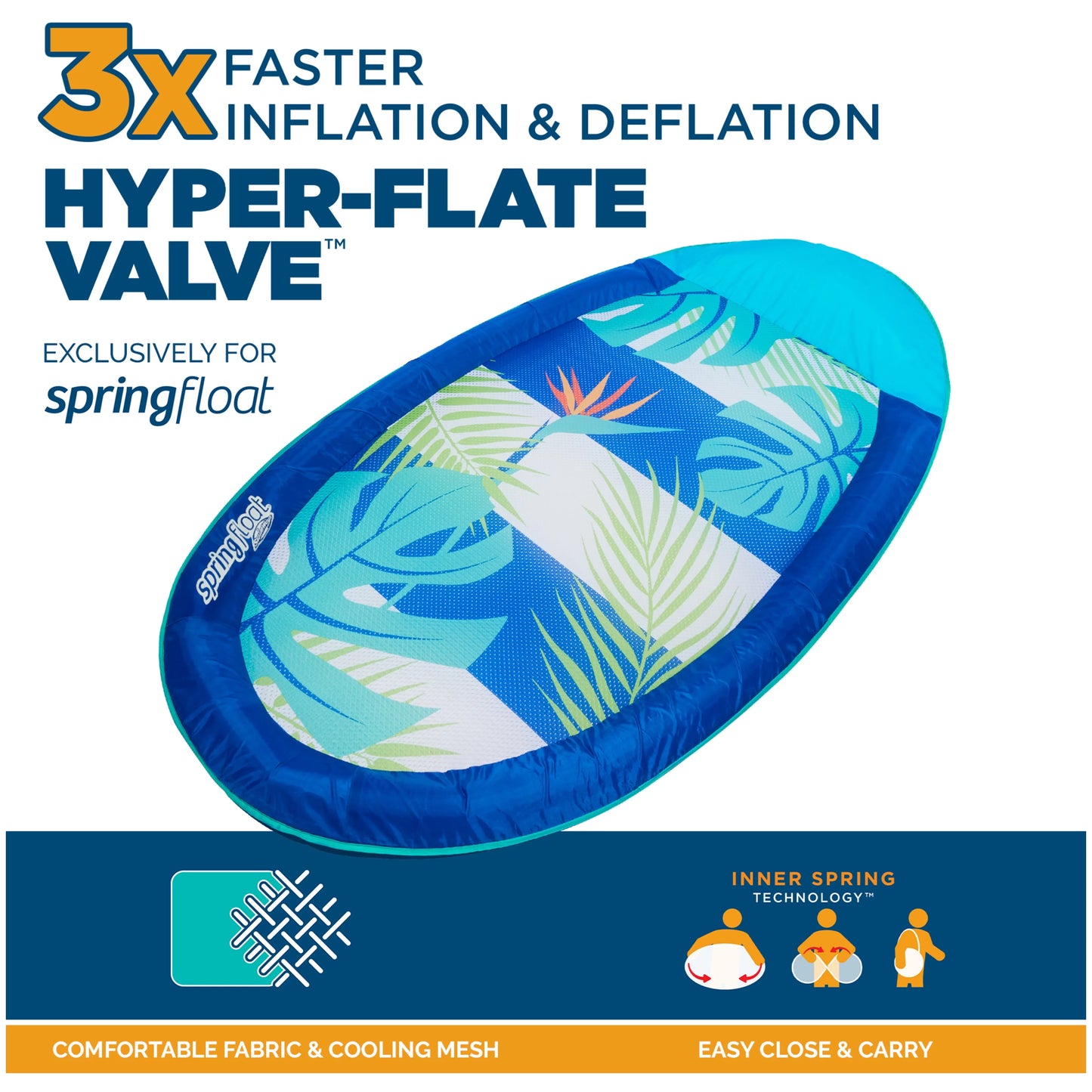 SwimWays Spring Float Inflatable Pool Lounger with Hyper-Flate Valve