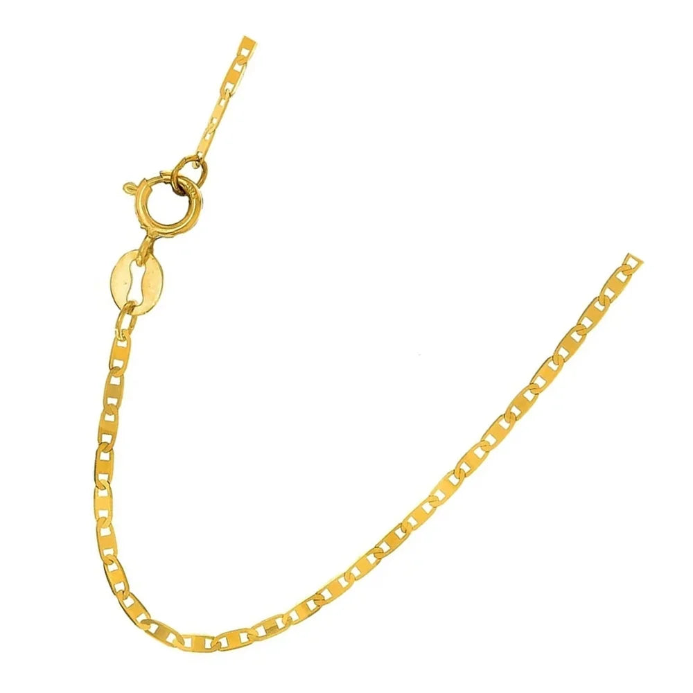 10k Solid Yellow Gold 1.2mm Mariner Chain Necklace 16 18 20 24