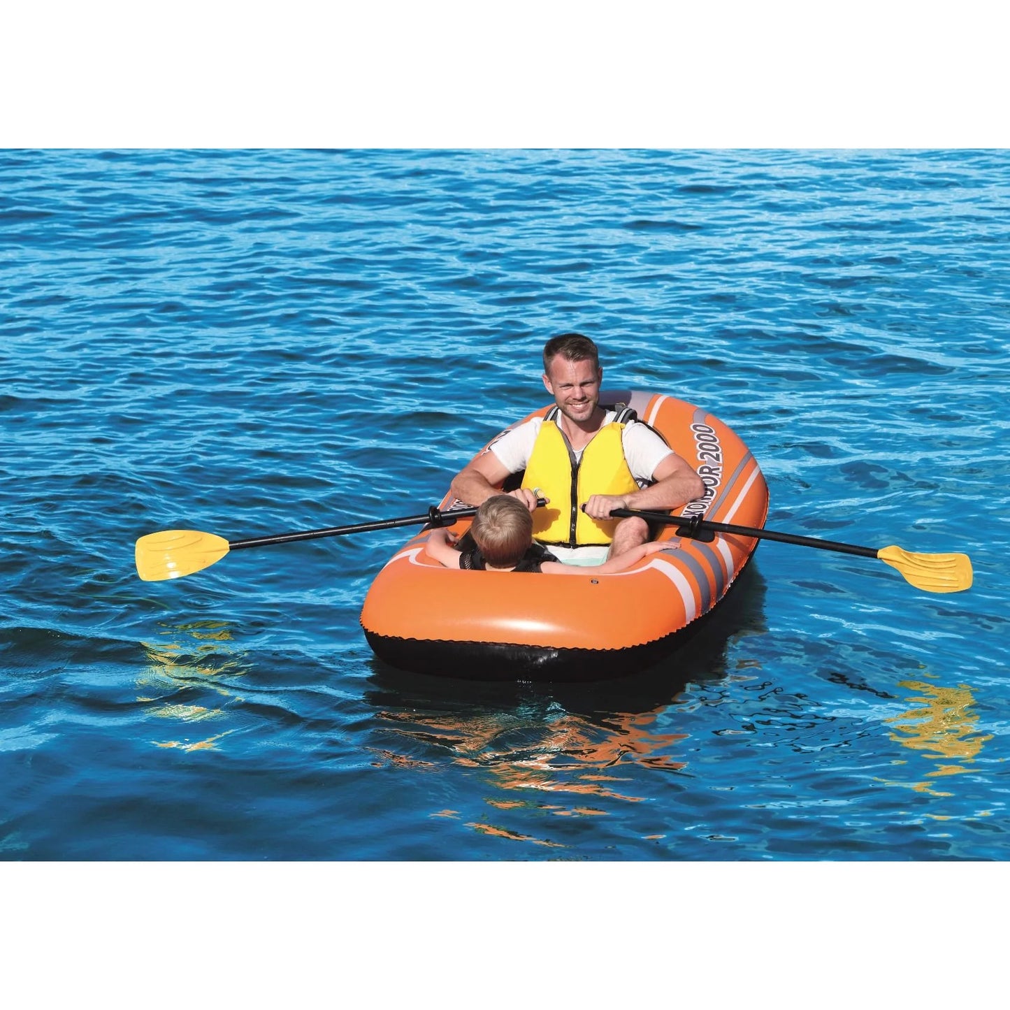 Bestway 61062E H2OGO! Kondor 2000 77 x 45 Inch Inflatable Water Raft Boat with 2 Oars, Orange