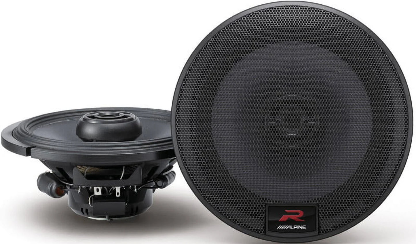 Alpine R-Series 6.5 Inch 300 Watt Coaxial 2-Way Car Audio Speakers, Pair | R-S65