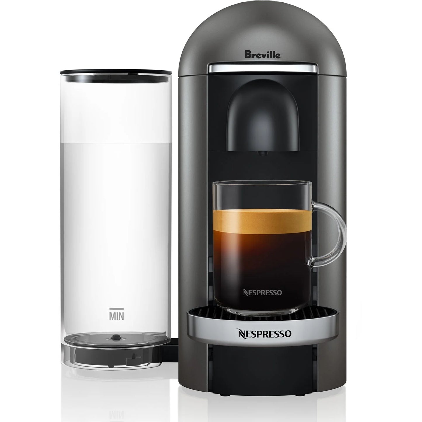 Breville Nespresso VertuoPlus Deluxe Coffee &#038; Espresso Single-Serve Machine in Titanium and Aeroccino Milk Frother in Black